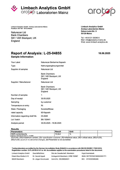 berberine labbrapport