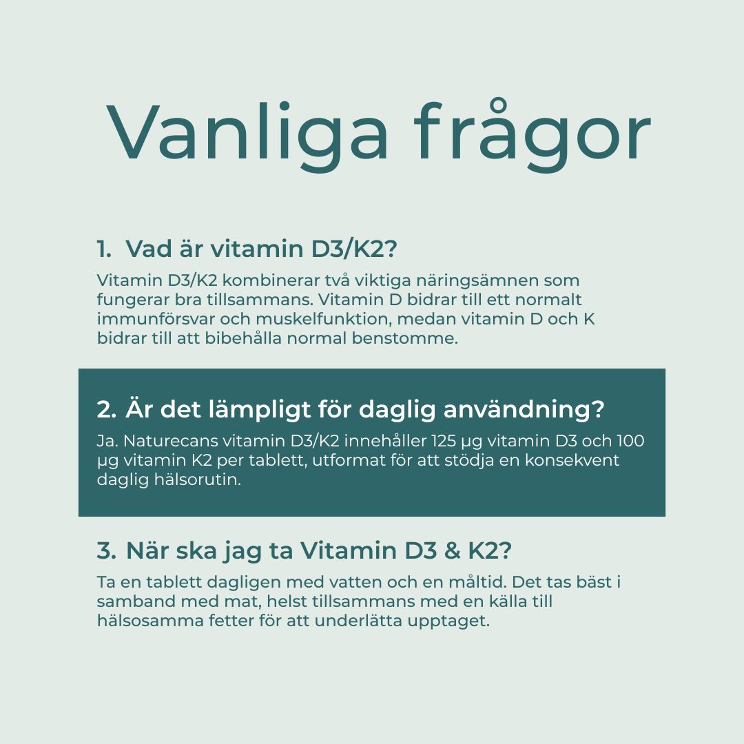 Vitamin D3/K2 FAQs