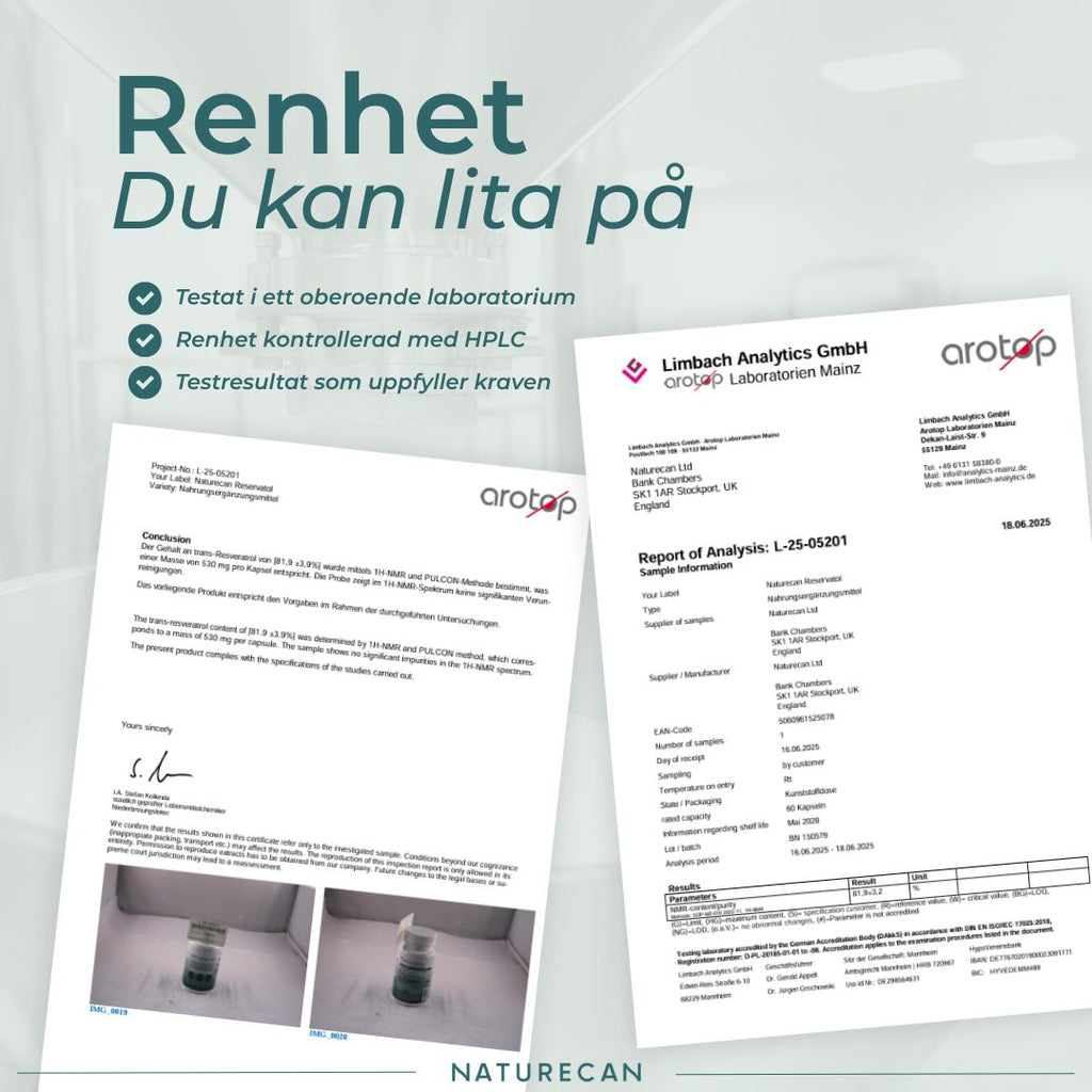 Resveratrol kapslar renhet