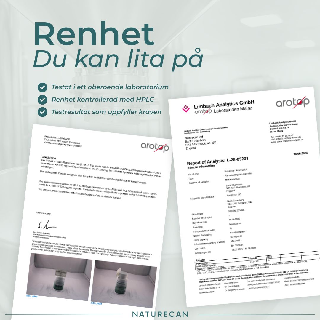 Resveratrol kapslar renhet