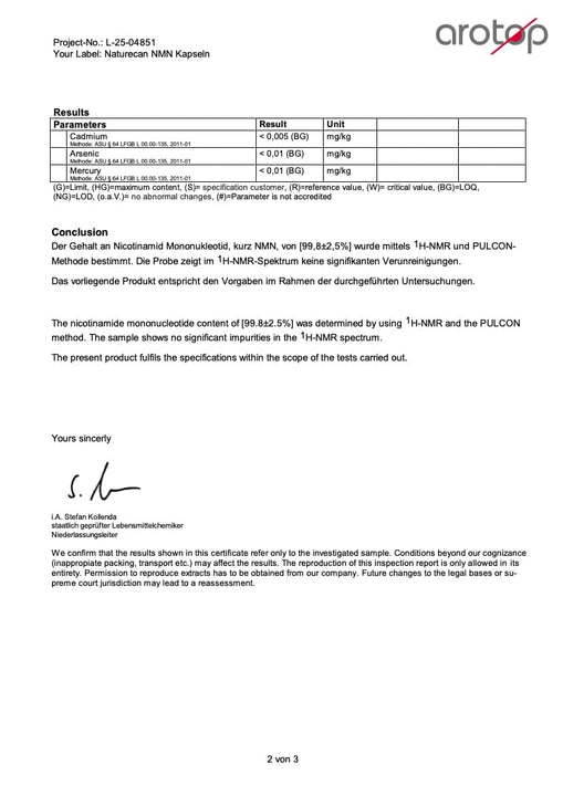 NMN pulver labbrapport 2